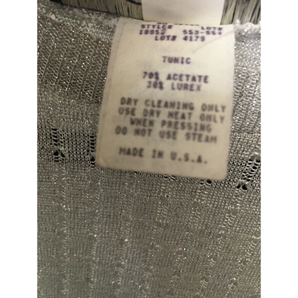 Alexis Fashion metallic silver ribbed sweater holiday pullover size medium SW2 - Picture 4 of 7